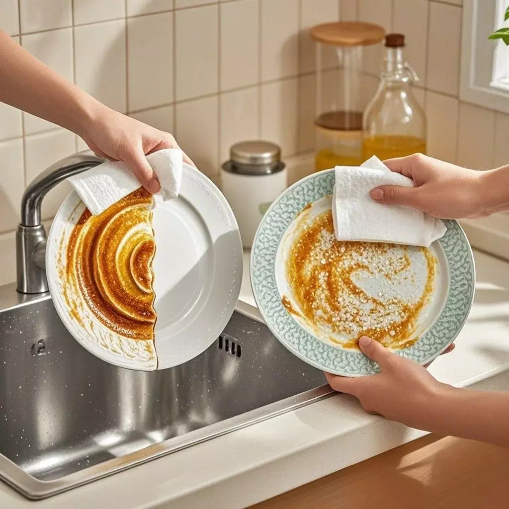 Limpando lenços úmidos para cozinha